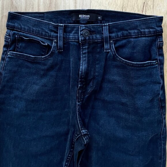 HUDSON AXL BLACK STRAIGHT LEG MEN’S JEANS Dark Wash sz 32W X 32L Stretch - Picture 3 of 13